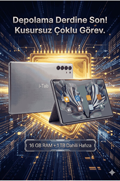 İ-TAB S26 Ultra Max Tablet - 16GB RAM 1TB Hafıza | Klavye Mouse Kalem Kılıf Ş...