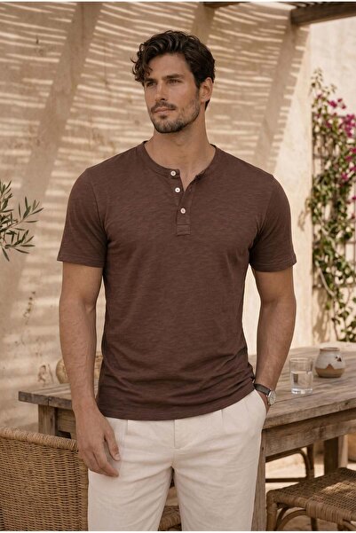 Valiberta Ανδρικό T-Shirt Edgar Regular Fit με 3 κουμπιά, υφασμάτινο, με λεπτ...