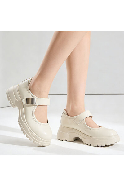 Tmall Pantofi sport de damă, cu toc gros, din piele ecologică, P1289, bej