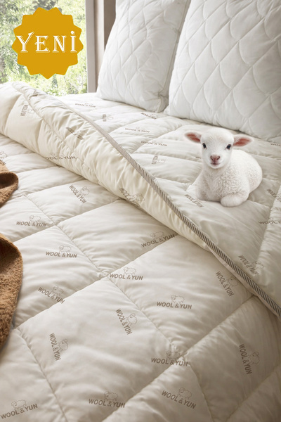 MonoHome Pilotă din lână dublă 200x220 100% umplutură din lână merinos 100% n...