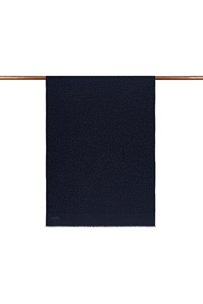 ipekevi Μονόγραμμα Σάλι - Λεοπάρ Σχέδιο - Ναυτικό Μπλε