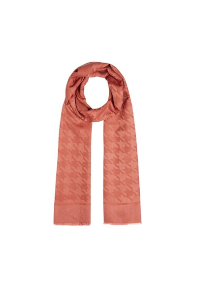 ipekevi Houndstooth Patterned Cotton Silk Shawl - Copper
