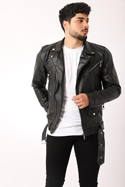 Stilkombin Kuzey Beli Kemerli Suni Deri Ceket BL 1261-50268