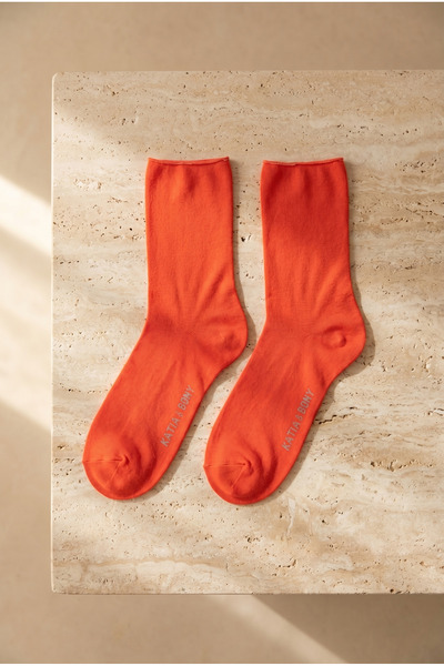 Katia&Bony Κόκκινες λεπτές κάλτσες Modal - Γυναικείες, Ελαστικές