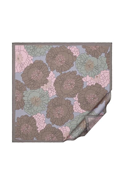 ipekevi Μαντήλι Tensoft με σχέδιο - Μοτίβο καλάθι ορτανσίας - Γκρι πούδρα
