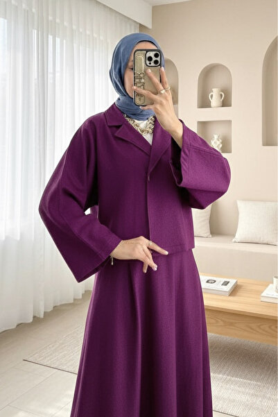 HİJABAYA Σετ από τσόχα με φούστα με ένα κουμπί