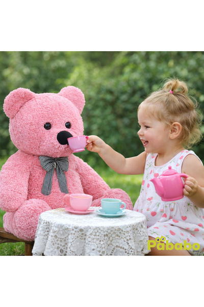 Pababo 50 cm Oturan Papyonlu Peluş Ayıcık – Yumuşak Dokulu Sevimli Ayı