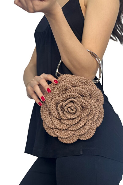 Helybag El Yapımı Örgü Gül Çanta – Rose Bag – Metal Saplı - 4 farklı renk seç...