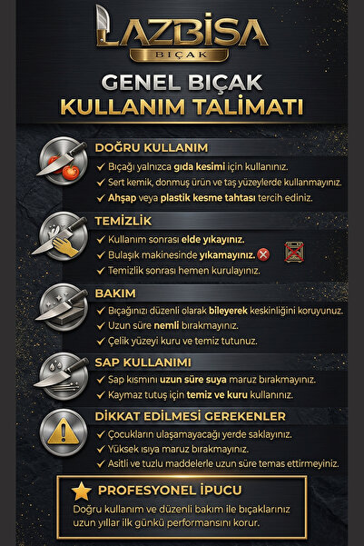 LAZBİSA Hand Craft Serisi Steak Et Yemek Kahvaltı Bıçağı Çatalı 12 Li Set Mutfak Bıçak Seti ( Mtf-061 )