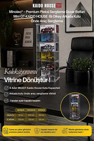 Minoleo 6’lı Kapaklı Pleksi Rafı – Mini GT / Kaido House (Dikey) – Araç + Kut...