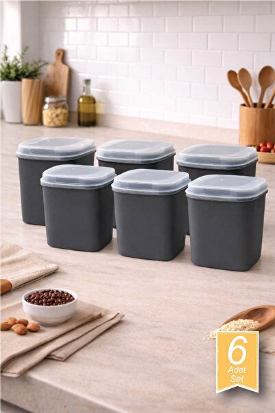 VİP AHMET 6'lı Masal Saklama Kabı Seti Gri Renk 6*4500 ml