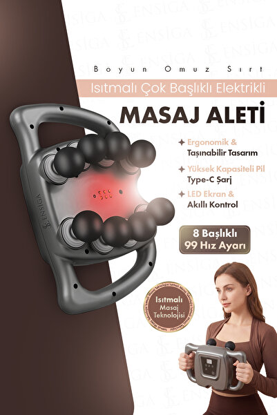 EN SİGA Isıtmalı Çok Başlıklı Elektrikli Masaj Aleti Taşınabilir Boyun Omuz S...