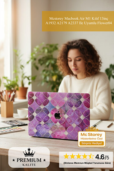 Mcstorey Macbook Air M1 Kılıf 13inç A1932 A2179 A2337 Ile Uyumlu Flower04
