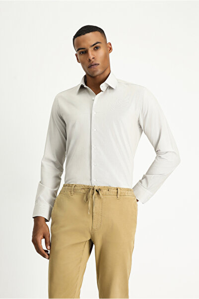 Kiğılı Long Sleeve Slim Fit Classic Collar Cotton Easy-Iron Patterned Shirt