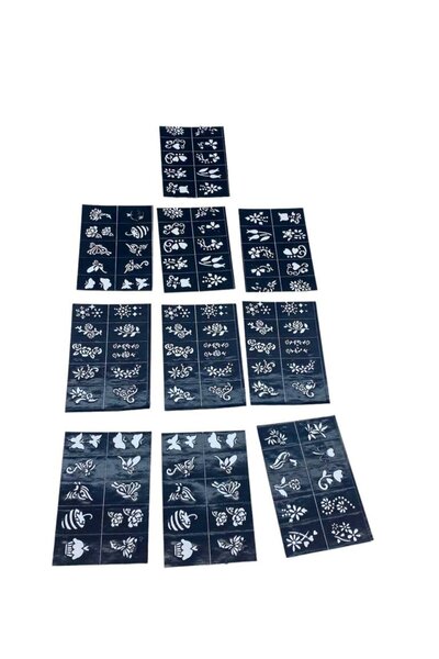 Go İthalat ÇİÇEKLİ 10X14CM TÜP KINA DESEN ÇIKARTMA ŞABLONU 12 PARÇA (5343)