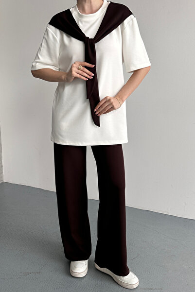 Mogi Butik Γυναικείο Σετ Μπλουζάκι με Κοντό Μανίκι και Φουλάρι από Ύφασμα Mod...