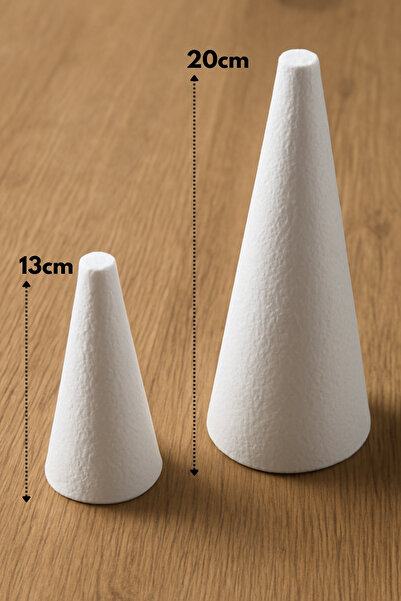 Bimotif 2li strafor köpük beyaz koni seti, 13 cm ve 20 cm
