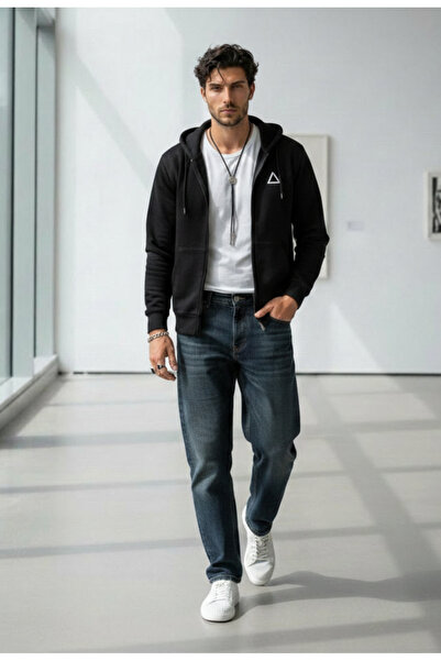 NO 601 Black Triangle Printed Unisex Zippered Jacket