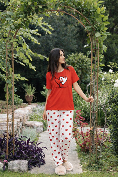 rindahomewear Γυναικείο σετ πιτζάμες με κοντό μανίκι με σχέδιο Milan HEART