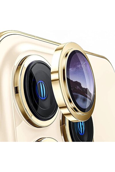 PiyasaSepeti Apple iPhone 12 Pro Max Gerçek Cam Safir Lens Koruma Gold