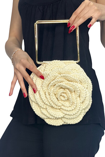 Helybag El Yapımı Örgü Gül Çanta – Rose Bag – Metal Saplı - 4 farklı renk seç...