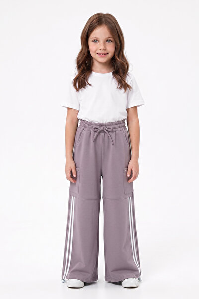 Fulla Moda Ελαστική μέση, ριγέ μπατζάκια με πώμα, παιδικό παντελόνι φόρμας γι...