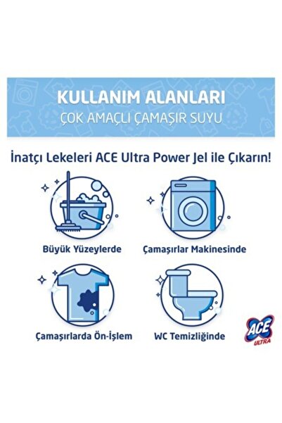 ACE Ultra Yoğun Kıvamlı Çamaşır Suyu Dağ Tazeliği 810 Gram X 4 Adet