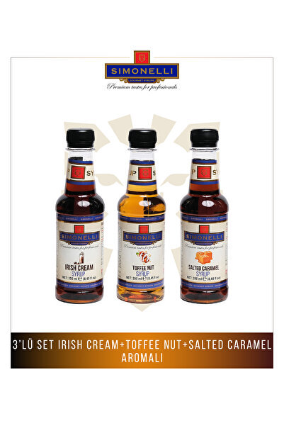 Simonelli Aromalı Şurup Seti 3x250 ml Kahve ve Kokteyl Şurubu Toffenut, Tuzlu...