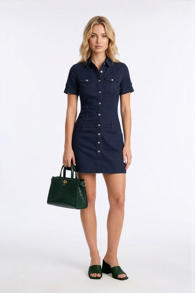 Bluewhite Γυναικείο τζιν φόρεμα με κουμπιά