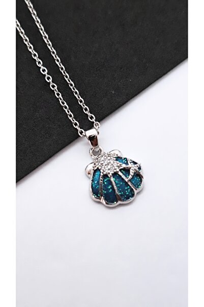 Serenity Blue Oyster Sea Star Steel Necklace