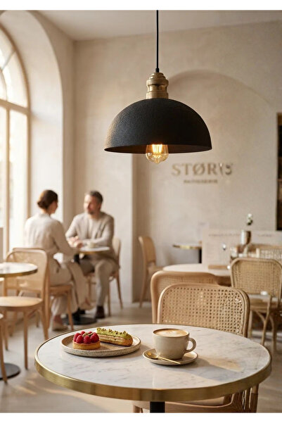 HOMİNG Swiss Retro Siyah Dokulu Metal Tekli Sarkıt Cafe Restorant Ayd-3104