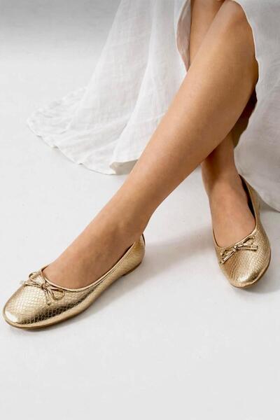 redtan Γυναικείες μπαλαρίνες σε χρυσό χρώμα με φιόγκο |   Μπαλέτο σπιτιού |  ...