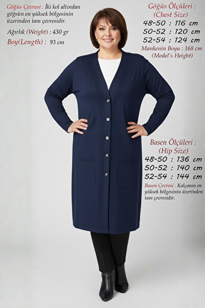 Laden Plus Size Women's Summer Viscose Anti-Sweat Buttoned Long Navy Blue Mot...