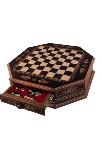 Helena Wood Art Octagon Byk Black Chess Set