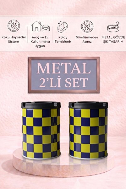 LE PARİS Με σχέδιο Μεταλλικό τασάκι 2τμχ με καπάκι κατά των οσμών και του ανέ...