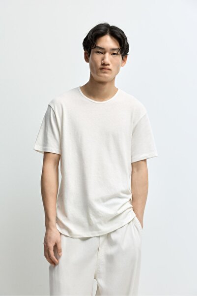 LEFTIES Keten pamuklu t-shirt