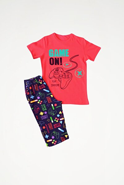 Newteam Σετ πιτζάμες για αγόρια με κοντό μανίκι και παντελόνι κάπρι με σχέδιο...