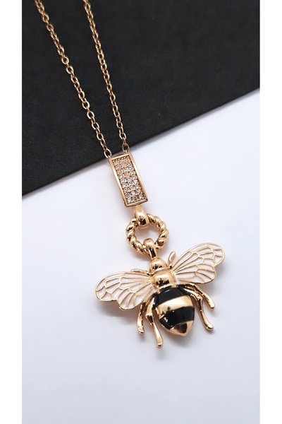 Serenity Steel Necklace with Bee Figure