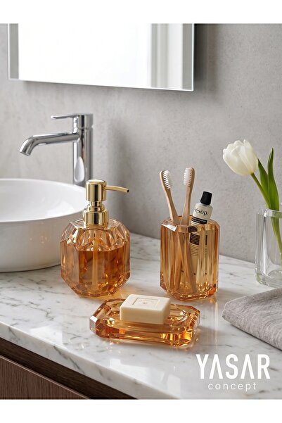 YASAR CONCEPT Ακρυλικό Σετ Μπάνιου Clarion Amber 3 τεμαχίων