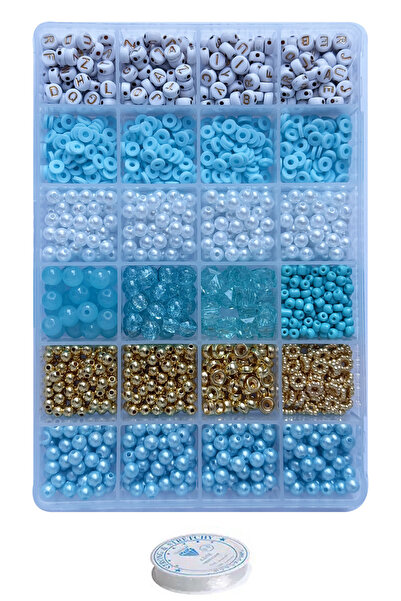 By MO Accessories Σετ κατασκευής κοσμημάτων σε ανοιχτό μπλε χρώμα με χάντρες,...