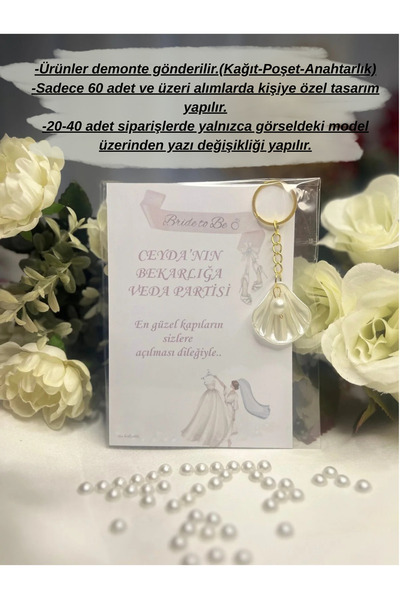 İBAHEDİYELİK Bekarlığa Veda-Bride to Be Hediyelik İncili İstiridye Anahtarlık...