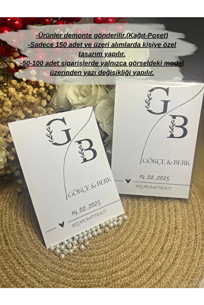 İBAHEDİYELİK Nikah Düğün Kına Söz Nişan Hediyelik Kart Şeffaf Poşetli Kişiye ...