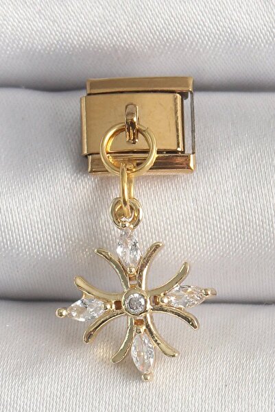 Skygo 316L Steel Gold Color Hanging Zircon Stone Snowflake Model Nomination C...