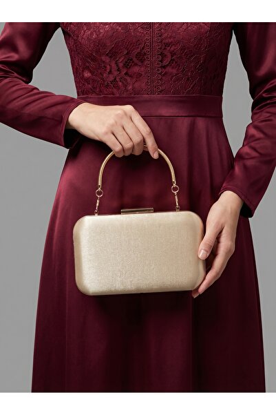 Biçanta Skin Nude Color Glitter Satin Γυναικείο βραδινό φόρεμα Τσάντα Γάμος Α...