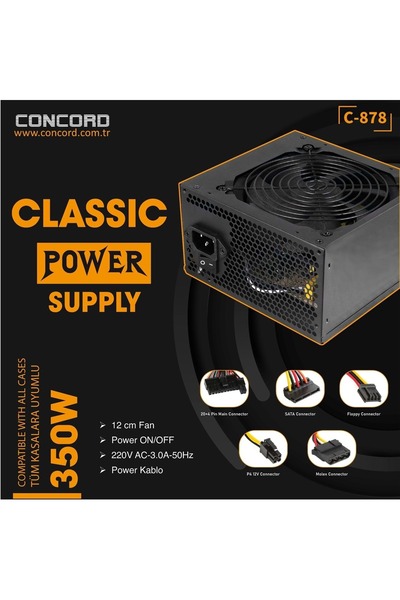Midcom C-878 POWER SUPPLY 350W 12CM FANLI GÜÇ KAYNAĞI