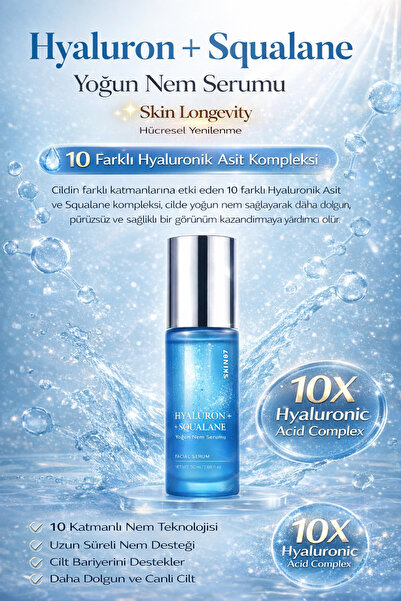 SKIN627 Hyaluron with Squalane–Yoğun Nemlendirici ve Dolgunlaştırıcı Yüz Seru...