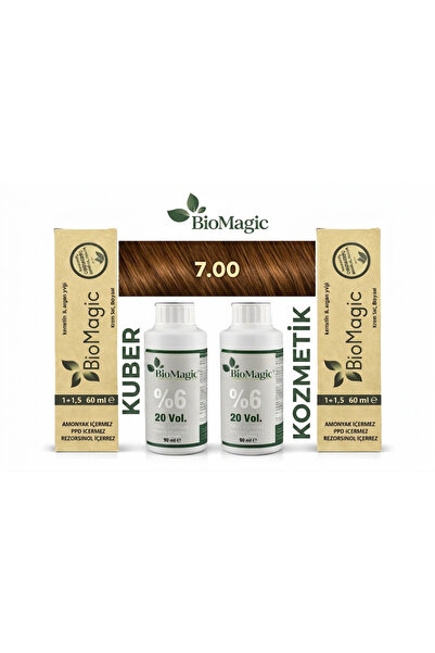 BIOMAGIC 7.00 Kumral Organik İçerikli AmonyaksızKalıcı Saç Boyası 2 Boya+Oksidan