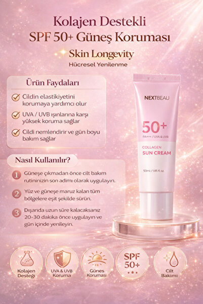 NEXTBEAU Nextbeau Aydınlatıcı Leke Karşıtı Kolajen Güneş Kremi Spf 50+ PA++++