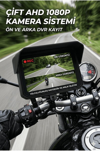 VOVEL Moto CarPlay 6.1 İnç - 2 Kameralı - Su Geçirmez - Kablosuz CarPlay & Android Auto Ekranı - Universal