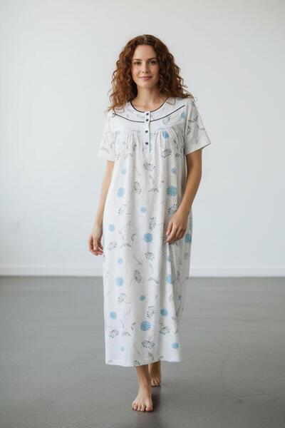 Nitesheys Κοντό μανίκι 100% βαμβακερό χτενισμένο βαμβακερό νυχτικό, Νοσοκομεί...